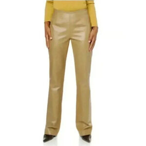 NWT Terry Lewis Camel Genuine Leather Ultra High Waisted Luxury Pants Size 12P
